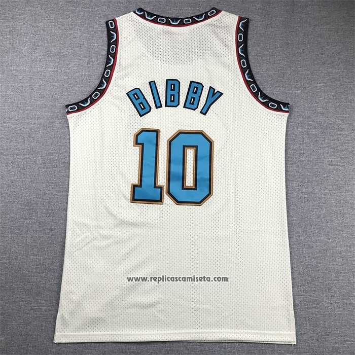 Camiseta Memphis Grizzlies Mike Bibby #10 Mitchell & Ness Chainstitch Crema